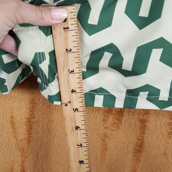 OAS Swimwear Mens Large Tan Green Wavy Pattern Swim Trunks Shorts ATLAS - Picture 9 of 10